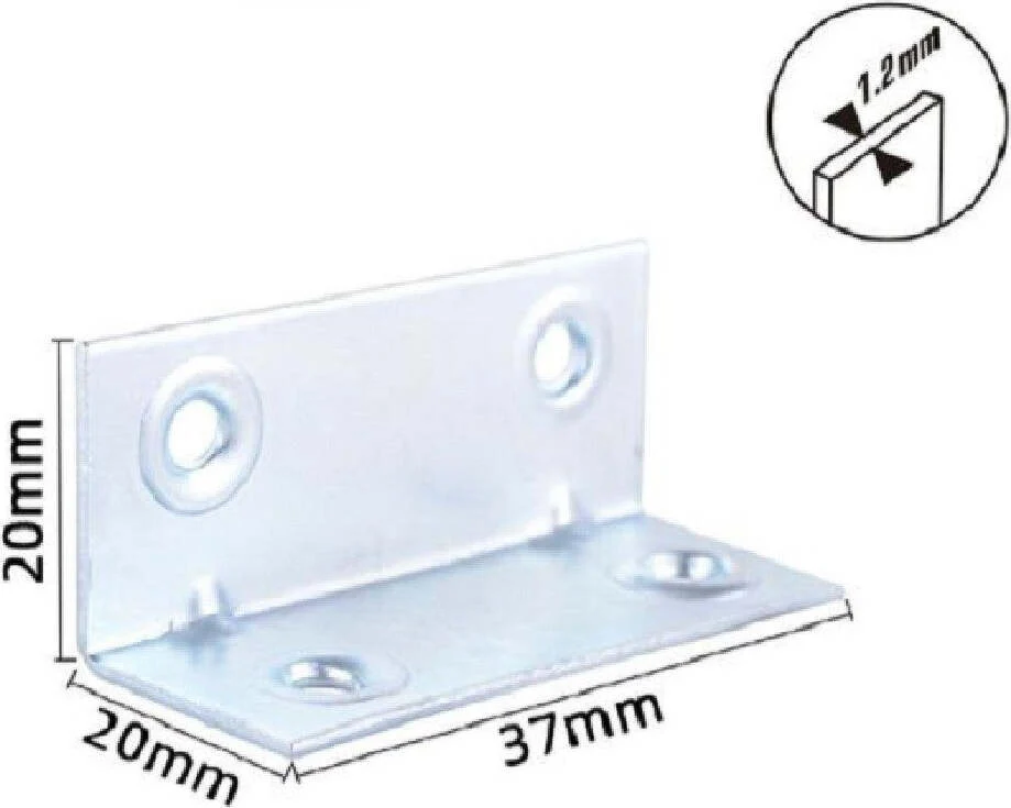 Set 4 Pz Lastrine Lastrina Ad Angolo Angolare 37x20x20x1.2 Mm Viti Mobili 57127