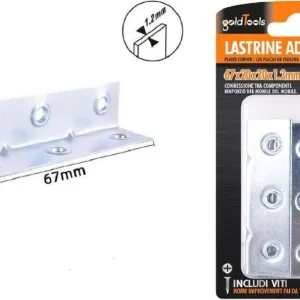 Set 4 Pz Lastrine Lastrina Ad Angolo Angolare 67x20x20x1.2mm Viti Mobili 57129