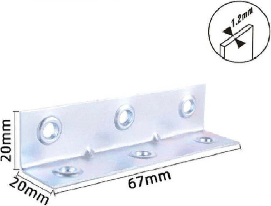 Set 4 Pz Lastrine Lastrina Ad Angolo Angolare 67x20x20x1.2mm Viti Mobili 57129