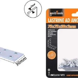 Set 4 Pz Lastrine Lastrina Ad Angolo Angolare 75x75x30x2mm Con Viti Mobili 57124