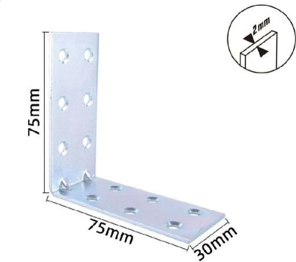 Set 4 Pz Lastrine Lastrina Ad Angolo Angolare 75x75x30x2mm Con Viti Mobili 57124
