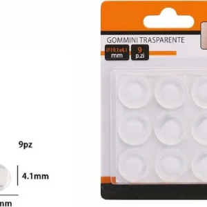 Set 9 Pezzi Gommini Adesivi Protezione Pavimenti Trasparenti Rotondi 19.1x4.1mm