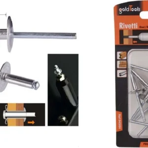 Set 9 Pezzi Rivetti Rivetto 4.8 X 22 Mm Accessori Per Bricolage Ferramenta 94984