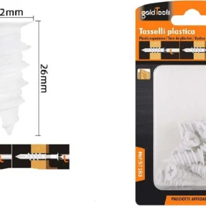Set 12 Pezzi Tasselli Plastica Tassello Fischer Fissaggio Viti 12x26mm 57183