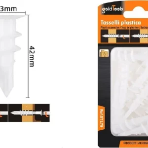 Set 15 Pezzi Tasselli Plastica Tassello Fischer Fissaggio Viti 13x42 Mm 57179