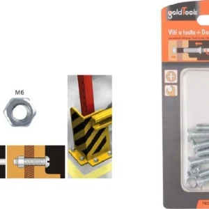 Set 7 Pezzi Viti Vite Testa Croce Piatta 6 X 40 Mm Con Dado Esagonale M6 90945