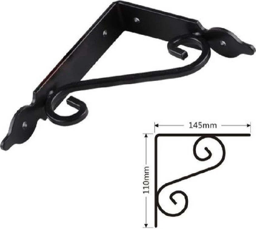 Set 2 Pz Reggimensola Supporto Staffa Angoliere Fantasia 145x110mm Nera 91276