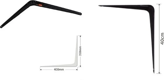 Set 2 Pz Reggimensola Supporto Staffa Triangolo Mensola Metallo 40 Cm Nero 91275