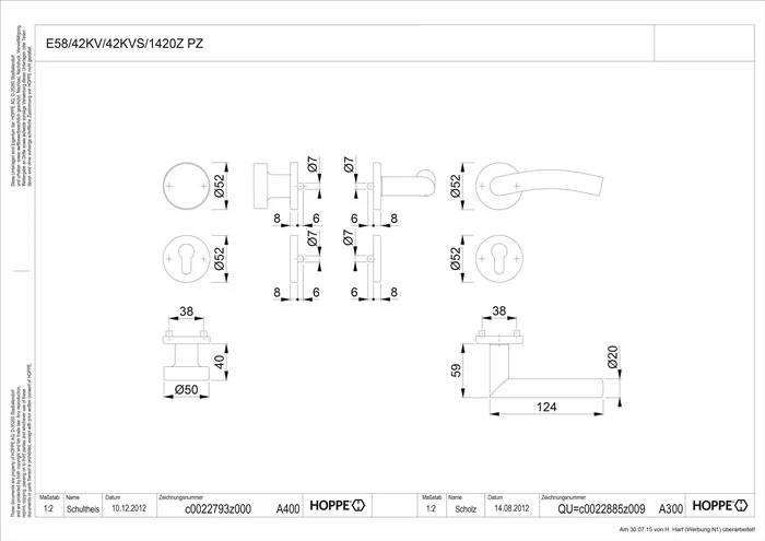 Set di rosoni HOPPE Antwerpen E58/42KV/42KVS/1420Z acciaio inox F69 ( 3000252909 )