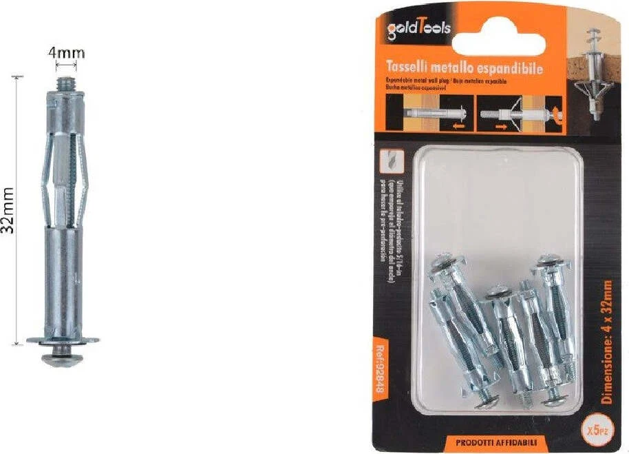 Set 5 Pz Tasselli Metallici Espandibili Viti Espansione Stile I 4 X 32mm 92848