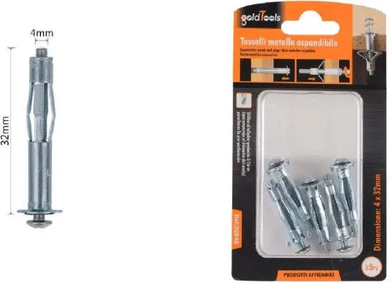 Set 5 Pz Tasselli Metallici Espandibili Viti Espansione Stile I 4 X 32mm 92848