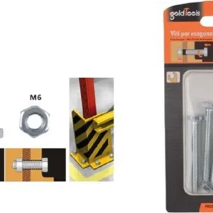 Set 5 Pz Vite Viti Per Esterno Testa Esagonali 6x50 Mm Con Dadi Dado M6 90918