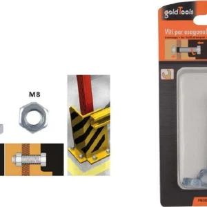 Set 3 Pz Vite Viti Per Esterno Testa Esagonali 8x50 Mm Con Dadi Dado M8 90922