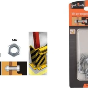 Set 10 Pz Vite Viti Per Esterno Testa Esagonali 6x16mm Con Dadi Dado M6 90914
