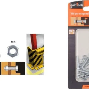 Set 16 Pz Vite Viti Per Esterno Testa Esagonali 4x20 Mm Con Dadi Dado M4 90905
