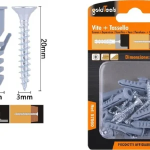 Set 32 Pz Viti Vite Croce 3x20mm + Tasselli Con Alette Tassello M4 Fischer 57560
