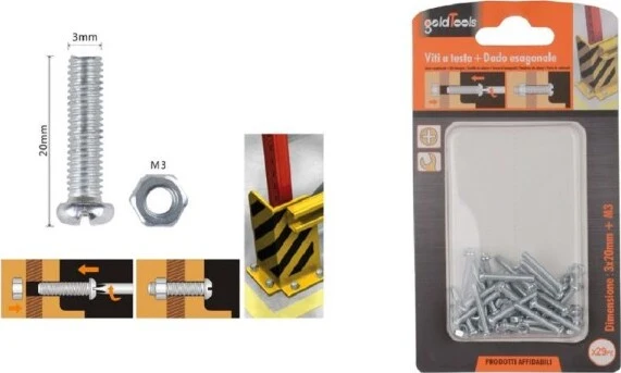 Set 29 Pz Viti Vite Testa Croce Tonda 3x20mm Con Dadi Dado Esagonale M3 90954