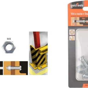 Set 5 Pz Viti Vite Testa Croce Tonda 8x16 Mm Con Dadi Dado Esagonale M8 90982