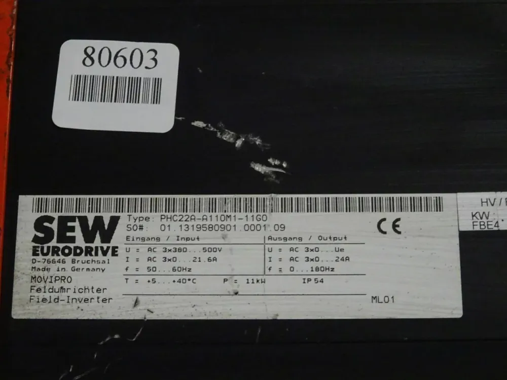 SEW Eurodrive PHC22A-A110M1-11G0 MOVIPRO Feldumrichter 11kW + PSM21A-A150-CBE-0050
