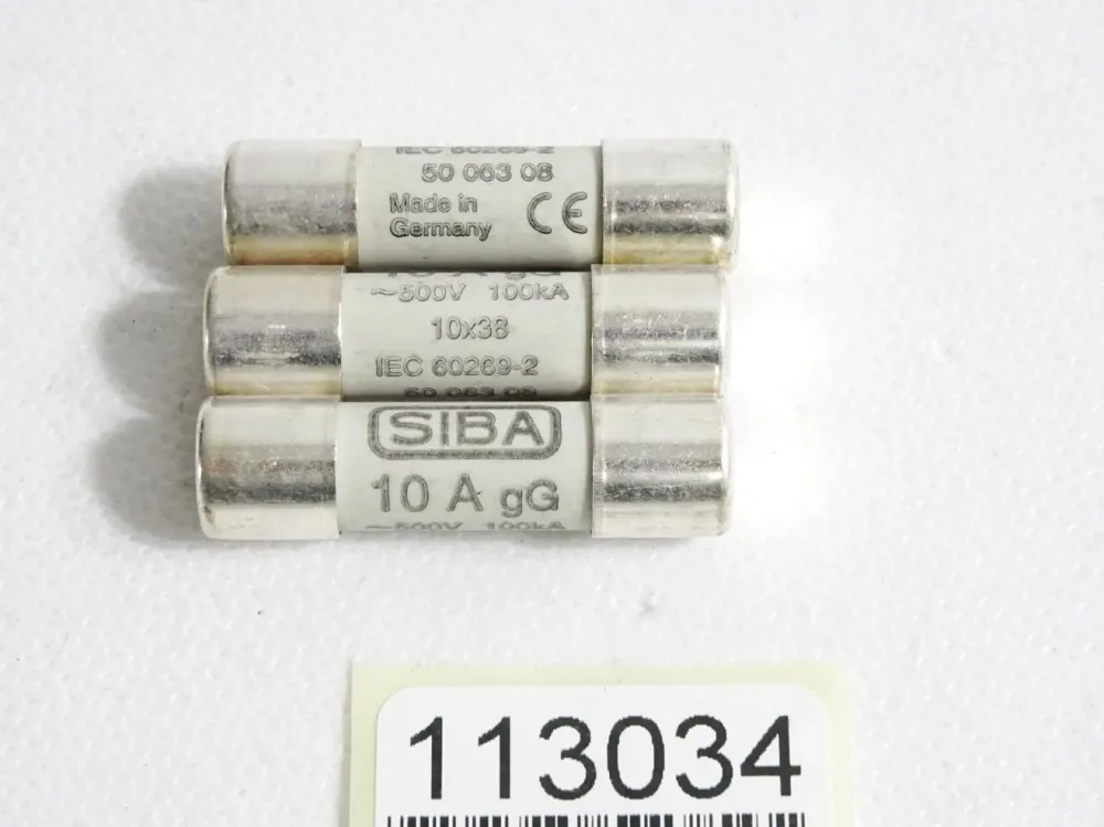 Siba Sicherungen 5006308.10 500VAC 100kA 10A gG 10x38 / inhalt:3 Stück / Neu