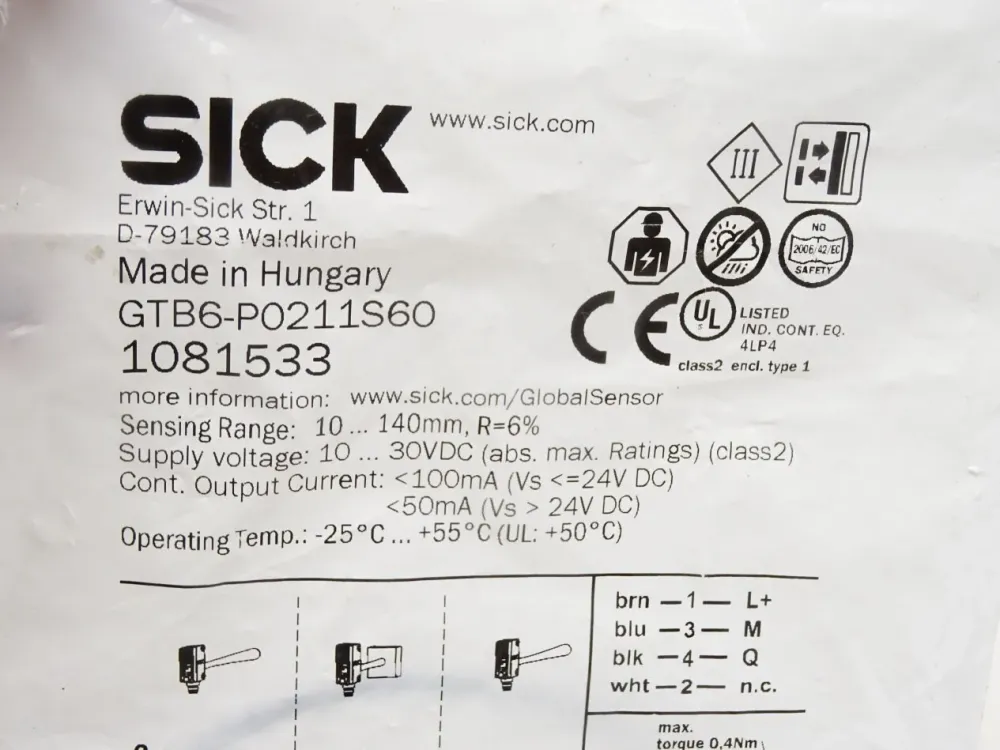 Sick 1081533 GTB6-P0211S60 Miniatur-Lichtschranke / Neu OVP