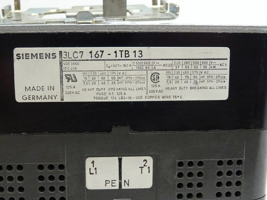 Siemens 3LC7167-1TB13 125A / 600V Hauptschalter 3LC7 167-1TB13