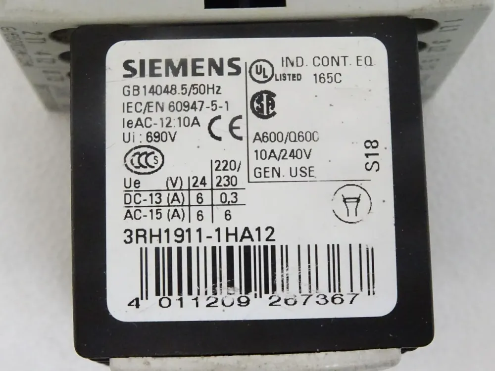 Siemens 3RT1017-1BB41 + 3RH1911-1HA12