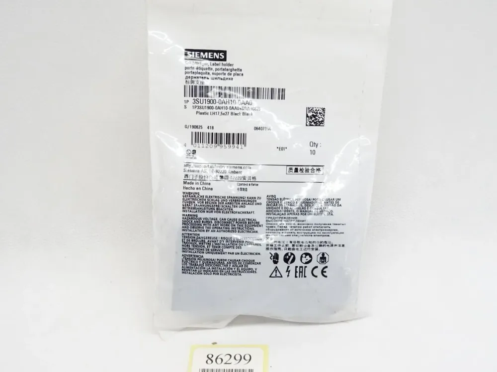 Siemens 3SU1900-0AH10-0AA0 Schildträger / Inhalt : 10 Stück / Neu OVP versiegelt