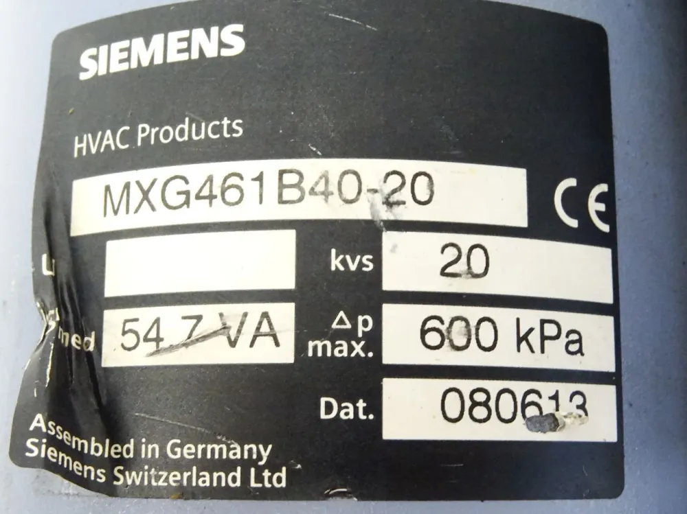 Siemens HVAC products MXG461B40-20 54.7VA 20kvs 600KPa