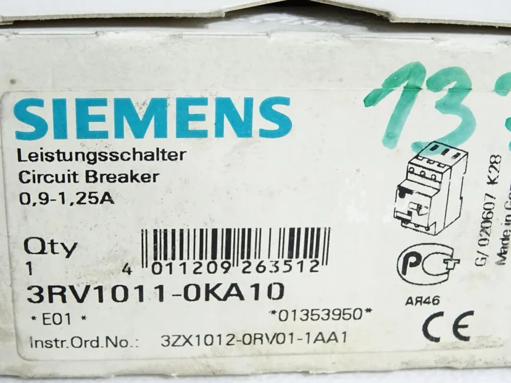 Siemens Leistungsschalter 3RV1011-0KA10 / Neu OVP