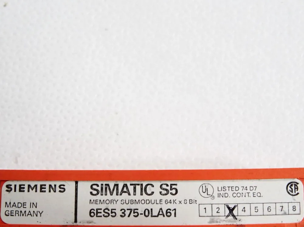 Siemens S5 Memory Submodule 6ES5375-0LA61 6ES5 375-0LA61 64Kx8BIT