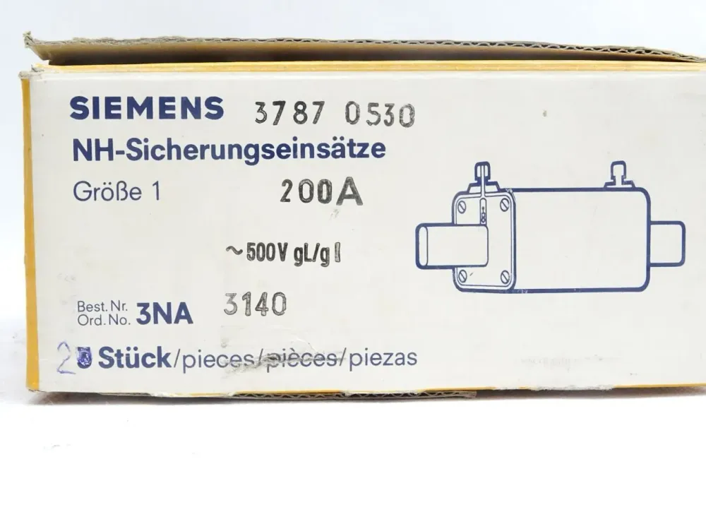 Siemens NH-Sicherungseinsätze 200A / 3NA3140 / Inhalt : 2 Stück / Neu OVP