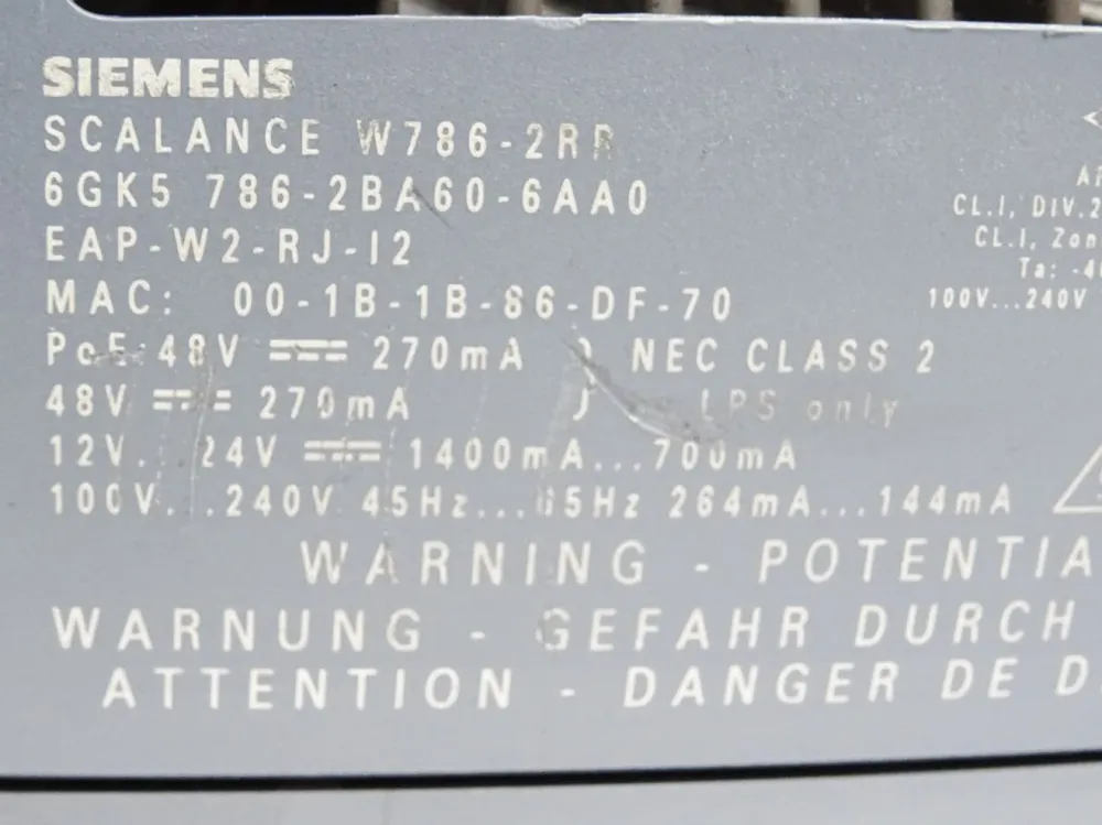 Siemens Scalance W786-2RR 6GK5786-2BA60-6AA0 IWLAN access point