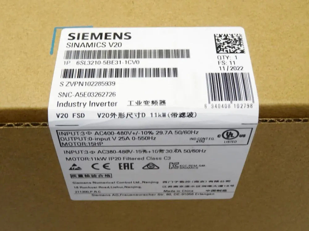 Siemens Sinamics V20 6SL3210-5BE31-1CV0 6SL3 210-5BE31-1CV0 / Neu OVP versiegelt