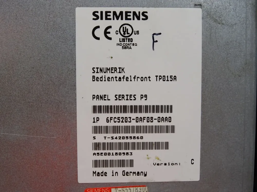Siemens Sinumerik Bedientafelfront TP015A 6FC5203-0AF08-0AA0 Panel Series P9