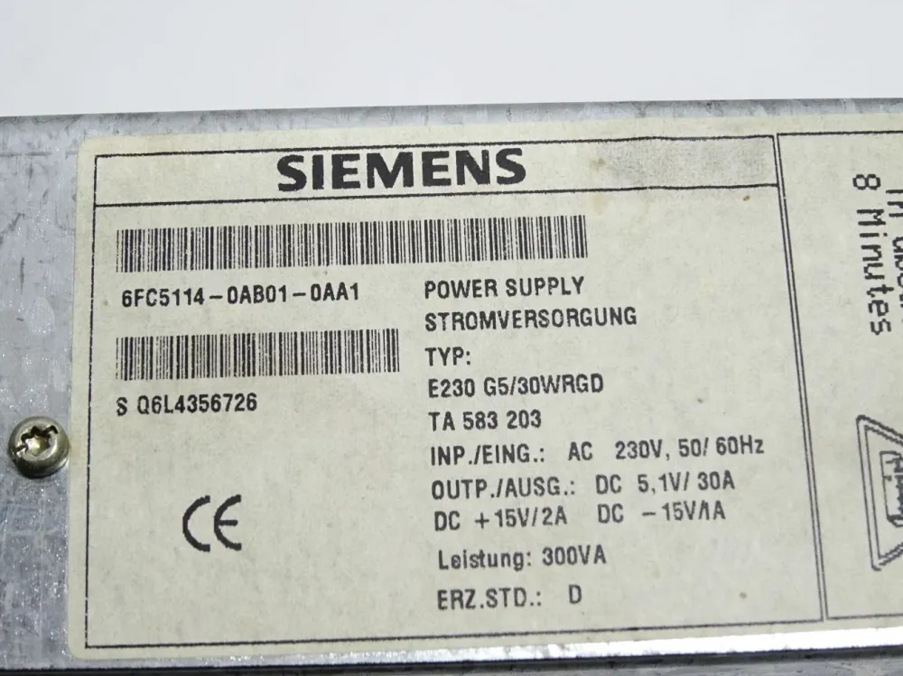 Siemens Sinumerik Power Supply 6FC5114-0AB01-0AA1