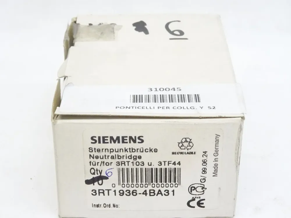 Siemens Sternpunktbrücke 3RT1936-4BA31 / Inhalt : 6 Stück / Neu OVP