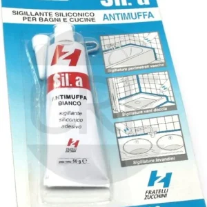 Sil. Antimuffa, Sigillante Siliconico Bagni e Cucine, Bianco, 50g, Fratelli Zucchini