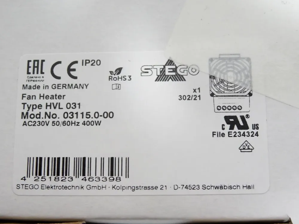 Stego Fan Heater HVL031 03115.0-00 Heizgebläse 400W / Neu OVP