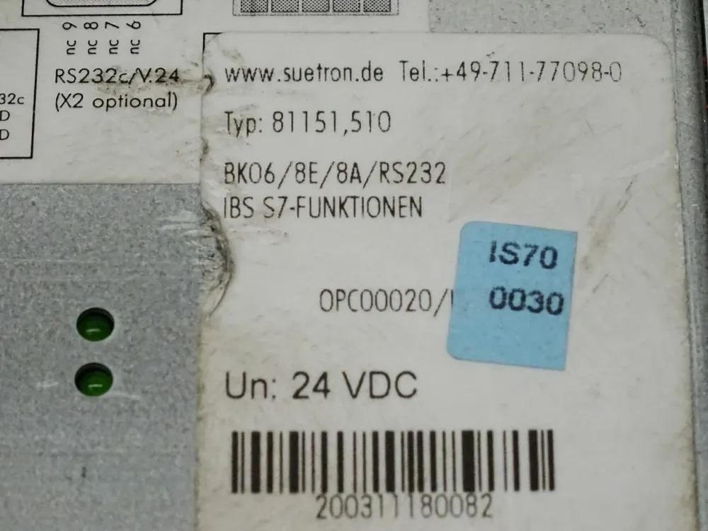 Sütron 81151,510 / BK06/8E/8A/RS232 / IBS S7-Funktionen