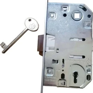 STV - SERRATURA DA INFILARE PER PORTE INTERNE (A76) PATENT MEDIANA D90 F18 - CON BORDI TONDI - ACCIAIO CROMO SATINATO E50