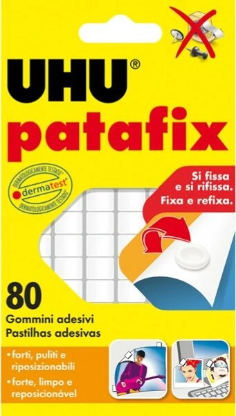 Supporti gomma adesiva UHU Patafix - bianco - UHU - conf. 80 pezzi