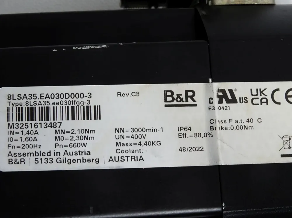B&R Synchronmotor 8LSA35.EA030D000-3 Rev.C8 3000min-1 660W
