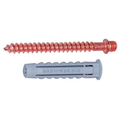 Tassello Con Doppia Vite M6 Ottone Ramato- Lungh. 6- Fisch- Pezzi 10