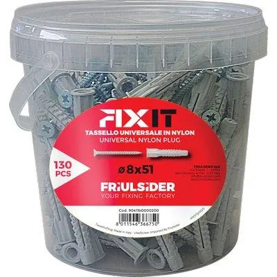 Tassello Nylon Fixit Vite Tsp Promopack Friulsider - Mm 8X51 Cf=Pz 130- 1 Confezioni