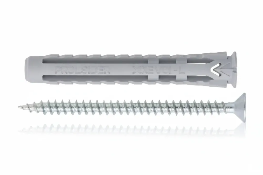 Tassello Nylon Universale Vite Tps Truciolare Zincata Bianca X1 Evo-L- - Ø Mm.6X50 Vite Ø Mm.4,5X60 Spes.Fissaggio Mm.5 -...