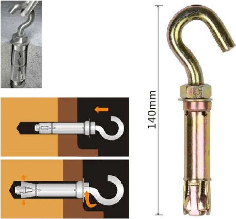 Tassello Tasselli Metallici Gancio Bulloni M12 X 140mm Accessori Minuteria 91047
