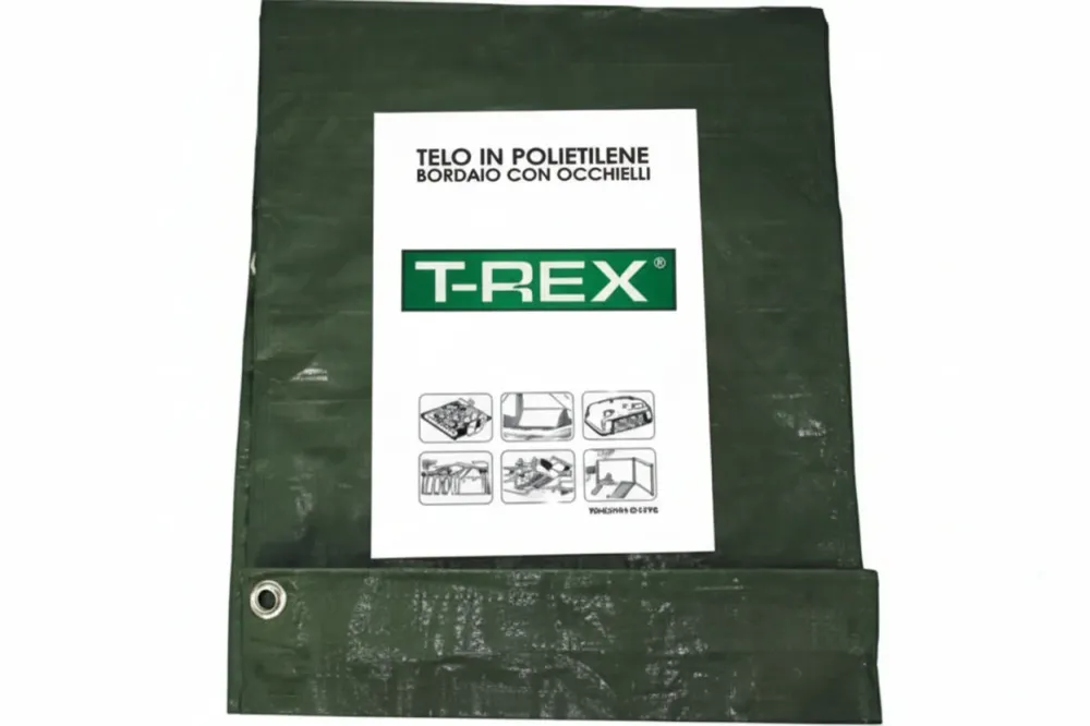 Telo Occhiellato Bordato Con Angoli Rinforzati 200 Gr. Pesante Mt.4X5 Gr.200 Al Mq. Colore Verde/Blu Trex