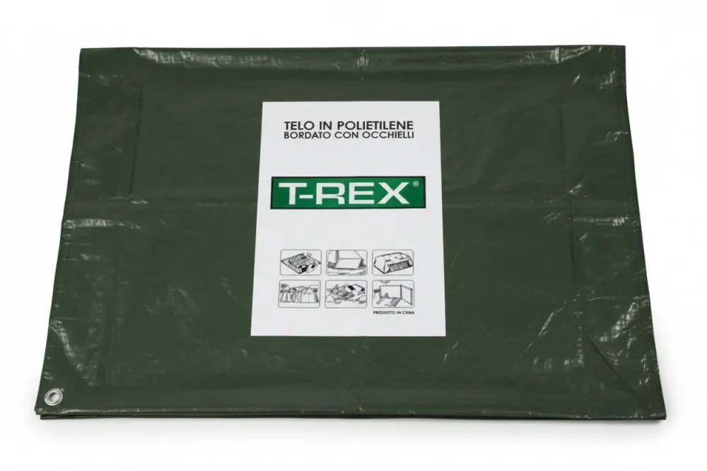 Telo Occhiellato Bordato Con Angoli Rinforzati 85 Gr. Hobby Mt.6X8 Gr.85 Al Mq. Colore Verde/Blu Trex