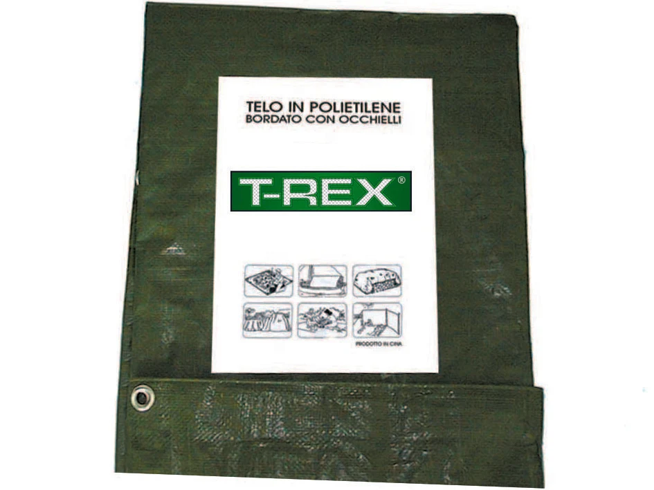 Telo Occhiellato Bordato Con Angoli Rinforzati 150 Gr. Medio Mt.4X5 Gr.150 Al Mq. Colore Verde/Blu Trex